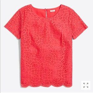 J.Crew Factory Scalloped Hem Coral Lace Top